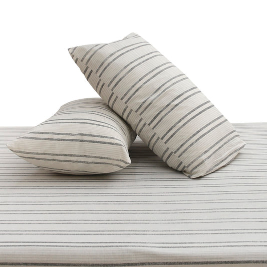 Grey Linear Double Bed Sheet 96x102" – Rotary Printing Percale