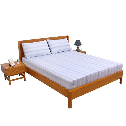 Blue Lines Double Bed Sheet with Pillow Covers – 96x102 Inches