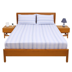 Blue Lines Double Bed Sheet with Pillow Covers – 96x102 Inches