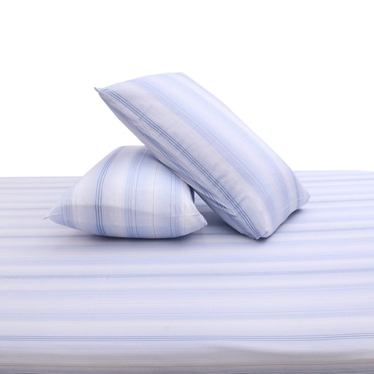Blue Lines Double Bed Sheet with Pillow Covers – 96x102 Inches