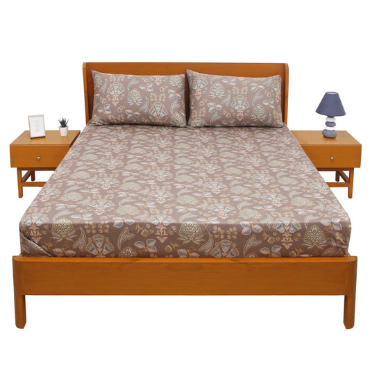 Floral Pattern Double Bed Sheet with Pillow Covers – 96x102 Inches