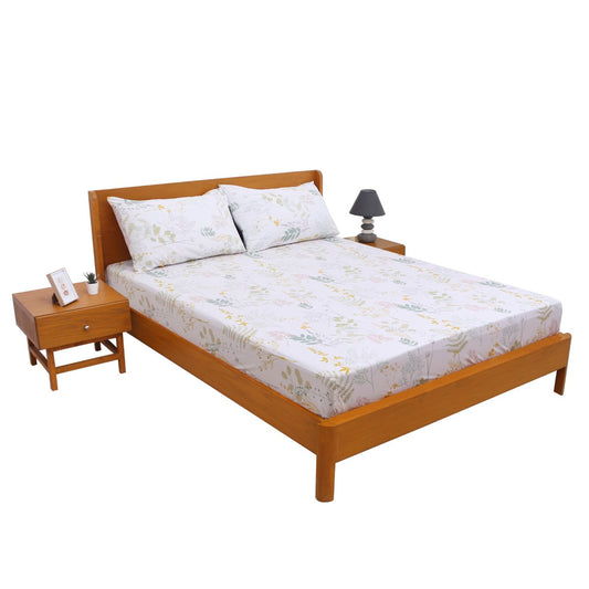Floral Drama Double Bed Sheet with Pillow Covers – 96x102 Inches