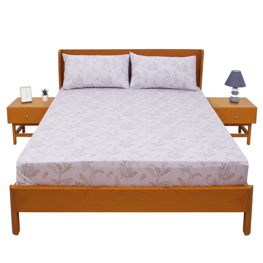 Floral Leaf Double Bed Sheet with Pillow Covers – 96x102 Inches
