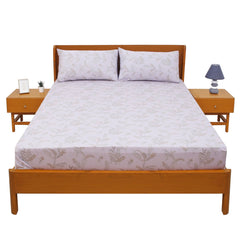 Floral Leaf Double Bed Sheet with Pillow Covers – 96x102 Inches