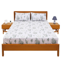Green Textures Double Bed Sheet with Pillow Covers – 96x102 Inches