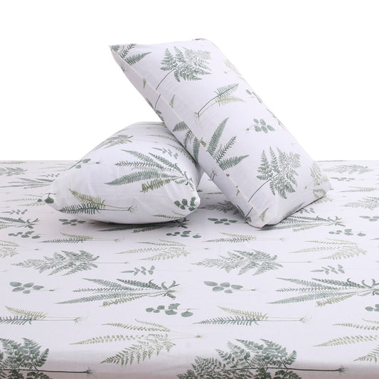 Green Textures Double Bed Sheet with Pillow Covers – 96x102 Inches