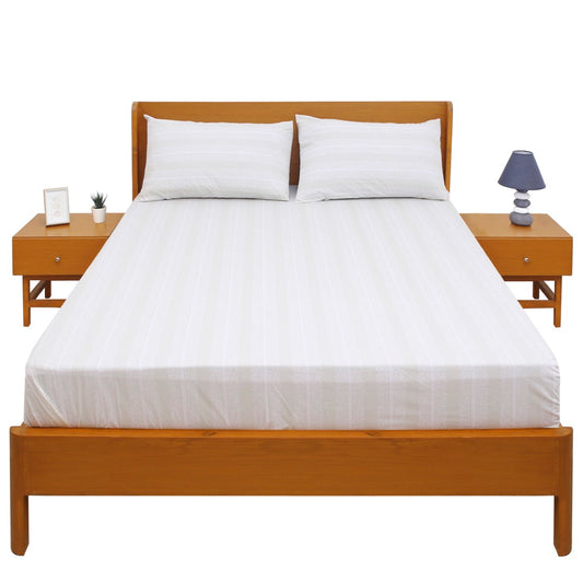 Linear Florals Double Bed Sheet with Pillow Covers – 96x102 Inches