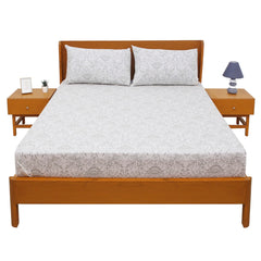 Linear Greys Double Bed Sheet with Pillow Covers – 96x102 Inches