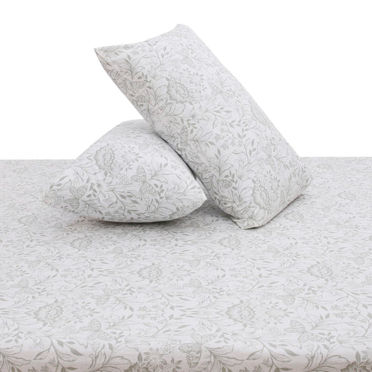 Linear Greys Double Bed Sheet with Pillow Covers – 96x102 Inches