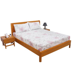 Linear Pattern Double Bed Sheet with Pillow Covers – 96x102 Inches