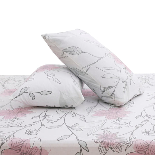 Linear Pattern Double Bed Sheet with Pillow Covers – 96x102 Inches