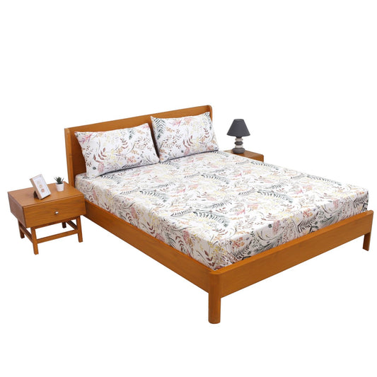 Multi Botanical Double Bed Sheet with Pillow Covers – 96x102 Inches