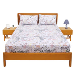 Multi Botanical Double Bed Sheet with Pillow Covers – 96x102 Inches