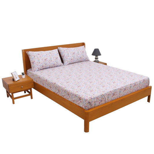 Multi Floral Double Bed Sheet with Pillow Covers – 96x102 Inches