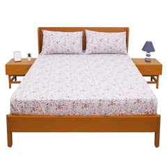 Multi Floral Double Bed Sheet with Pillow Covers – 96x102 Inches