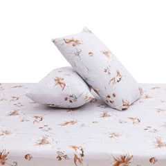 Neutral Floral Double Bed Sheet with Pillow Covers – 96x102 Inches