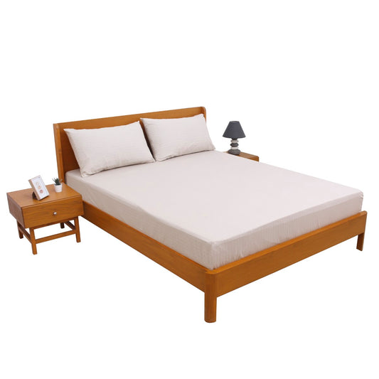 Neutral Lines Double Bed Sheet with Pillow Covers – 96x102 Inches