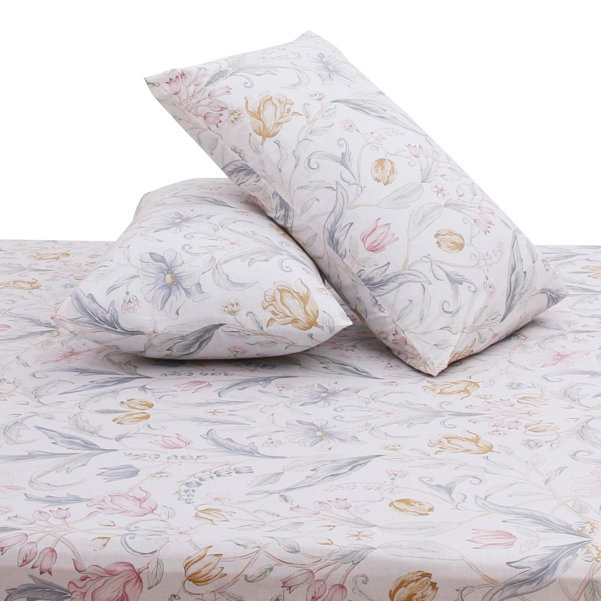 Watercolor Florals Double Bed Sheet with Pillow Covers – 96x102 Inches