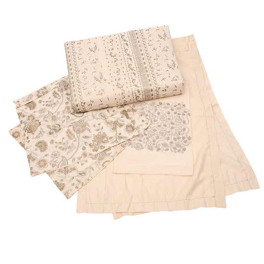 Neutral Bliss Bedding Set of 6 – Premium Cotton Blend Bed Sheet & Pillow Covers (Mehr Collection)