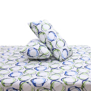 Blue & Green Circle Printed Double Bed Sheet with Pillow Covers (90x100") – Design E - Habitt