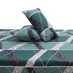Geometric Print Double Bed Sheet with Pillow Covers (90x100") – Design E
