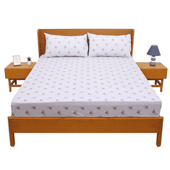 Ginkgo Leaf Printed Double Bed Sheet with Pillow Covers (90x100") – Design E
