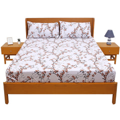 Red Floral Double Bed Sheet 90x100 – Soft Cotton with 2 Pillow Covers