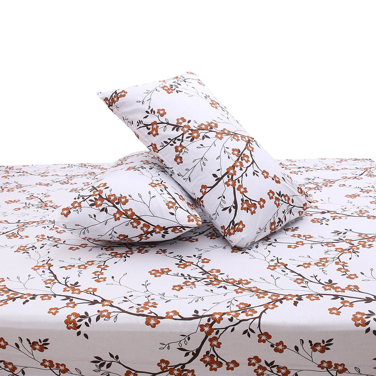 Red Floral Double Bed Sheet 90x100 – Soft Cotton with 2 Pillow Covers