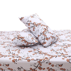 Red Floral Double Bed Sheet 90x100 – Soft Cotton with 2 Pillow Covers
