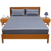 Azure Blue Double Bed Sheet – 96 x 102 Inches | Elegant Patterned Design, Soft Finish & Premium Comfort - Habitt