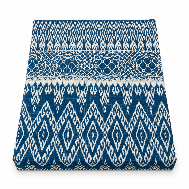Azure Blue Double Bed Sheet – 96 x 102 Inches | Elegant Patterned Design, Soft Finish & Premium Comfort