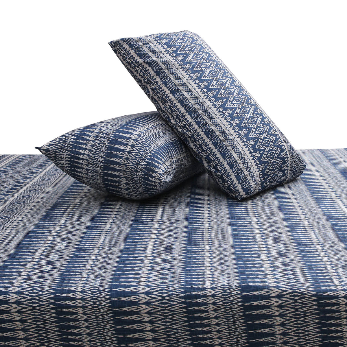 Azure Blue Double Bed Sheet – 96 x 102 Inches | Elegant Patterned Design, Soft Finish & Premium Comfort - Habitt
