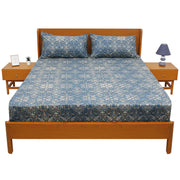Azure Blue Double Bed Sheet – 96 x 102 Inches | Elegant Patterned Design, Soft Finish & Premium Comfort - Habitt