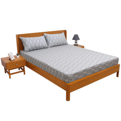 Azure Blue Double Bed Sheet – 96 x 102 Inches | Elegant Patterned Design, Soft Finish & Premium Comfort - Habitt