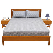 Azure Blue Double Bed Sheet – 96 x 102 Inches | Elegant Patterned Design, Soft Finish & Premium Comfort - Habitt