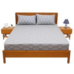 Azure Blue Double Bed Sheet – 96 x 102 Inches | Elegant Patterned Design, Soft Finish & Premium Comfort - Habitt