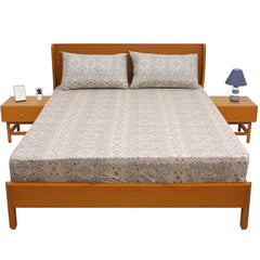Mirage Gray Double Bed Sheet – 96x102 Inches | Soft Printed Cotton Bedsheet - Habitt