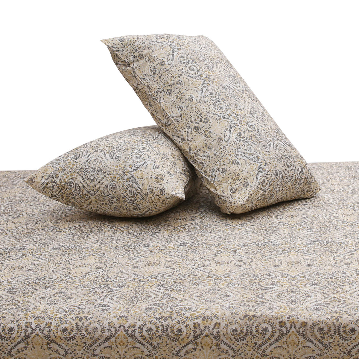 Mirage Gray Double Bed Sheet – 96x102 Inches | Soft Printed Cotton Bedsheet - Habitt