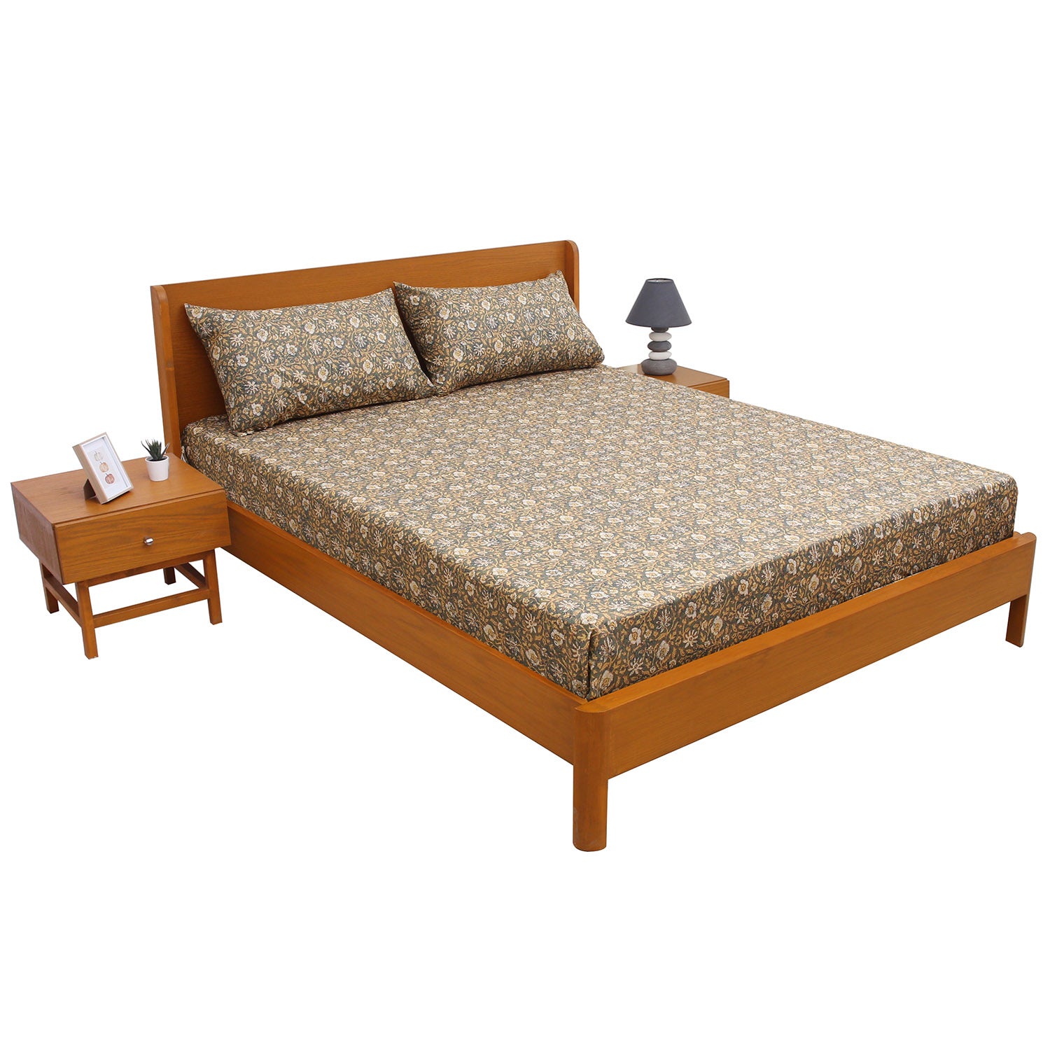 Moon Mist Double Bed Sheet – 96x102 Inches | Soft Printed Cotton Bedsheet - Habitt