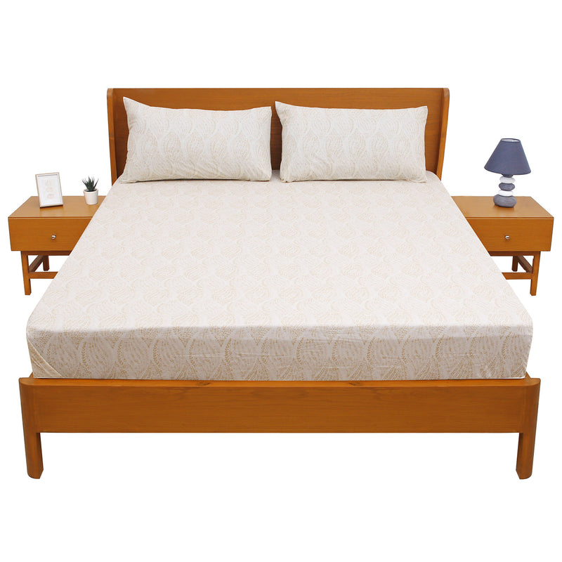 Powder Double Bed Sheet – 96x102 Inches | Soft Printed Cotton Bedsheet - Habitt