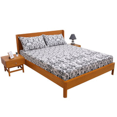 Silver Lining Double Bed Sheet – 96x102 Inches | Soft Printed Cotton Bedsheet - Habitt