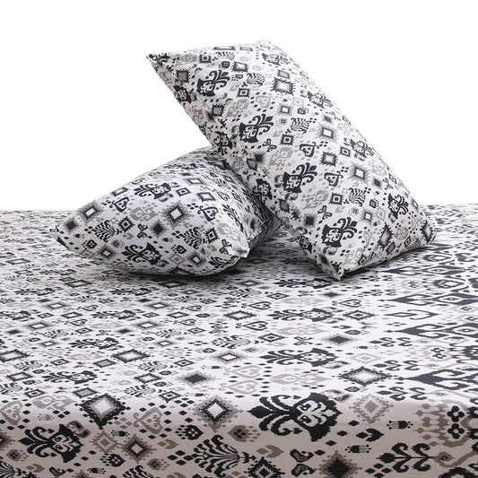 Silver Lining Double Bed Sheet – 96x102 Inches | Soft Printed Cotton Bedsheet - Habitt