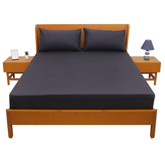 Premium Double Bed Sheet 96x102" – Black Dyed Cotton | Soft & Durable Bedding