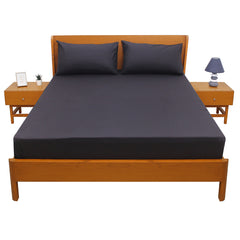 Premium Double Bed Sheet 96x102" – Black Dyed Cotton | Soft & Durable Bedding
