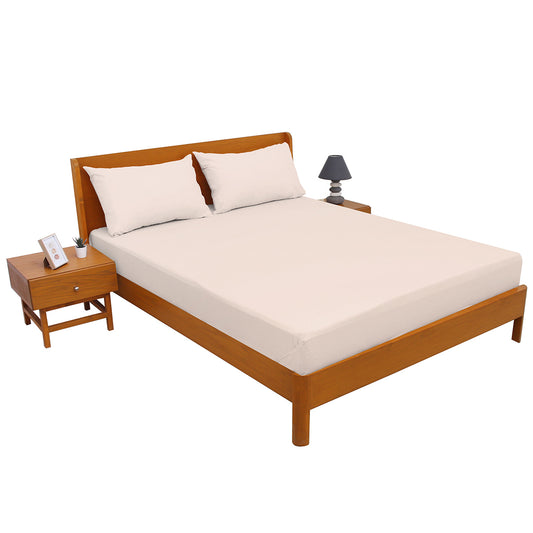 Premium Double Bed Sheet 96x102" – Cream Dyed Cotton | Elegant & Soft Bedding Set