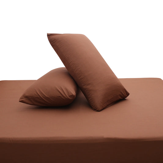 Premium Double Bed Sheet 96x102" – Dark Brown Dyed Cotton | Soft, Durable & Stylish Bedding Set