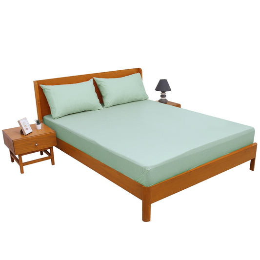 Premium Double Bed Sheet 96x102" – Green Dyed Cotton | Soft, Breathable & Elegant Bedding Set