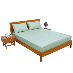 Premium Double Bed Sheet 96x102" – Green Dyed Cotton | Soft, Breathable & Elegant Bedding Set
