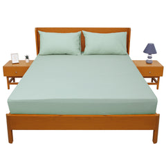 Premium Double Bed Sheet 96x102" – Green Dyed Cotton | Soft, Breathable & Elegant Bedding Set