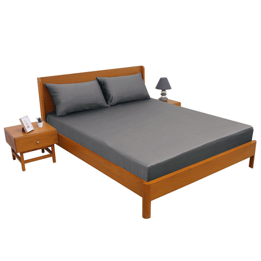 Premium Double Bed Sheet  – Solid Grey Dyed Cotton Bedsheet